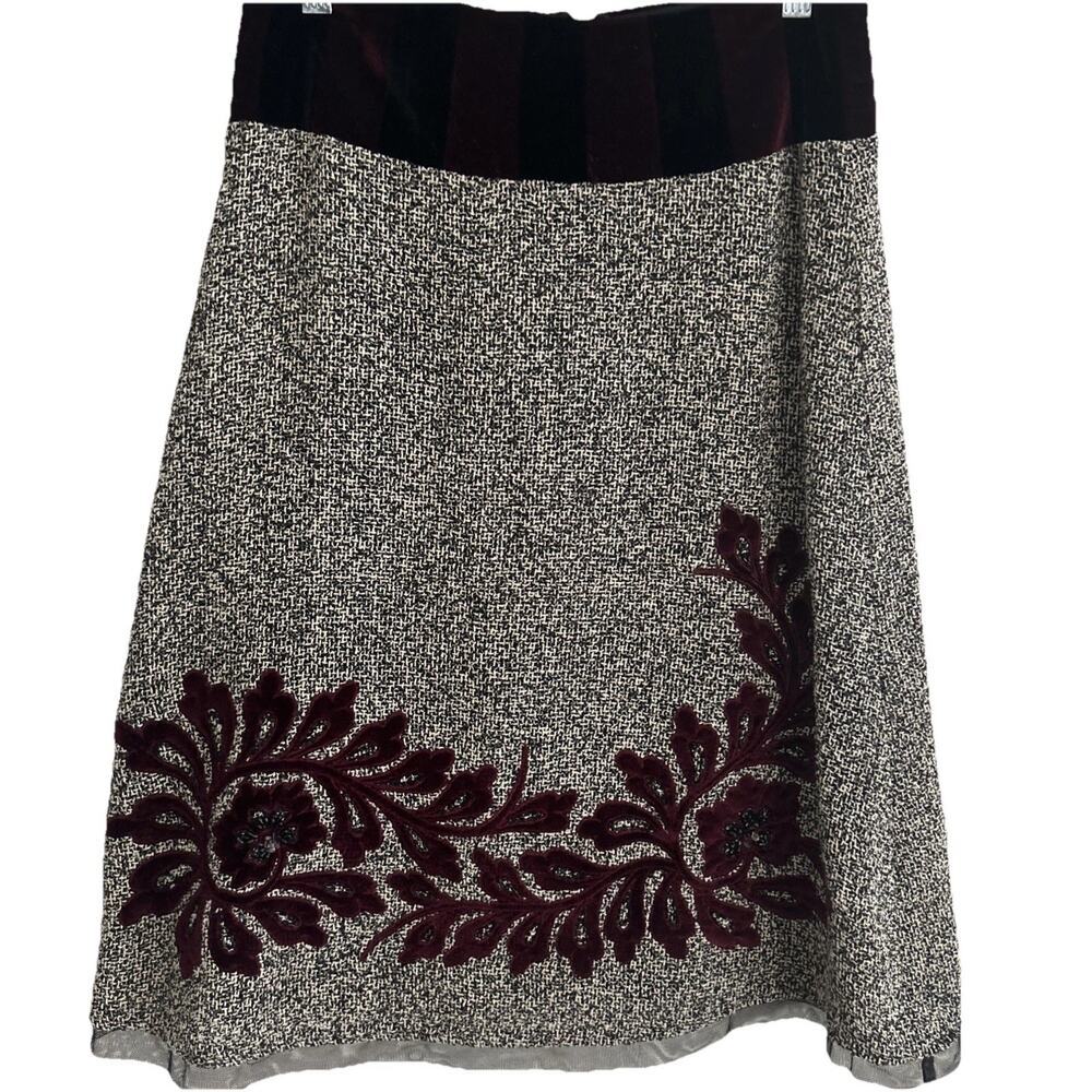 Dolce‎ Apparel VTG S Tweed Floral Flocked Velvet Trim Boho Romantic Y2K 90s